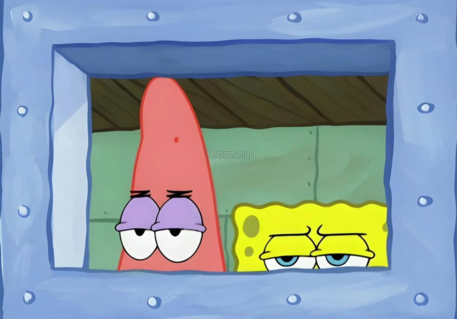 Patrick and SpongeBob Leinwand mit Schattenfugenrahmen von Low poly art
