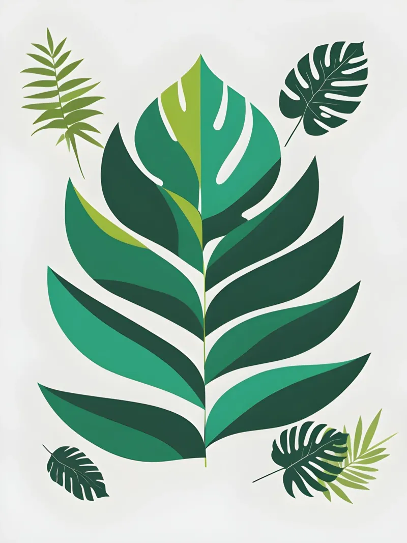 Tropisch blad abstract canvas met Baklijst van The Green Room