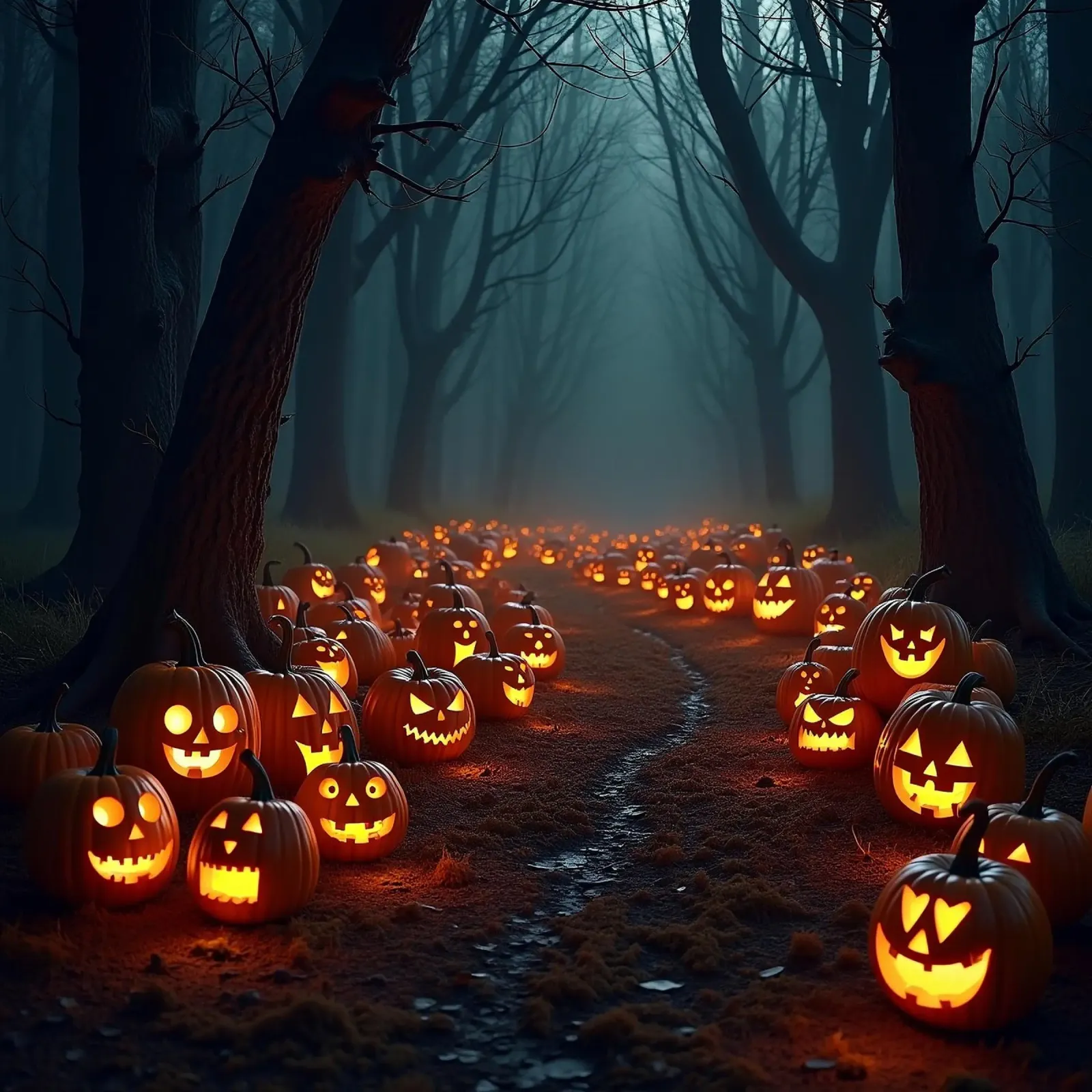 Halloween_zucche nel bosco_1 tela con Cornice a cassetta da Fantasie & Mystikwelten by LK