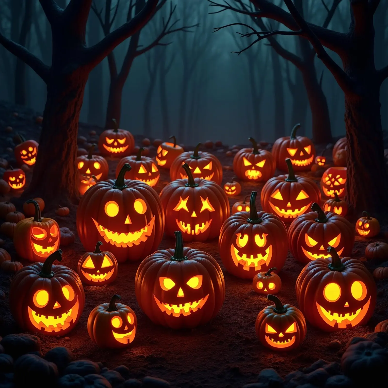 Halloween_zucche nel bosco_5 tela con Cornice a cassetta da Fantasie & Mystikwelten by LK
