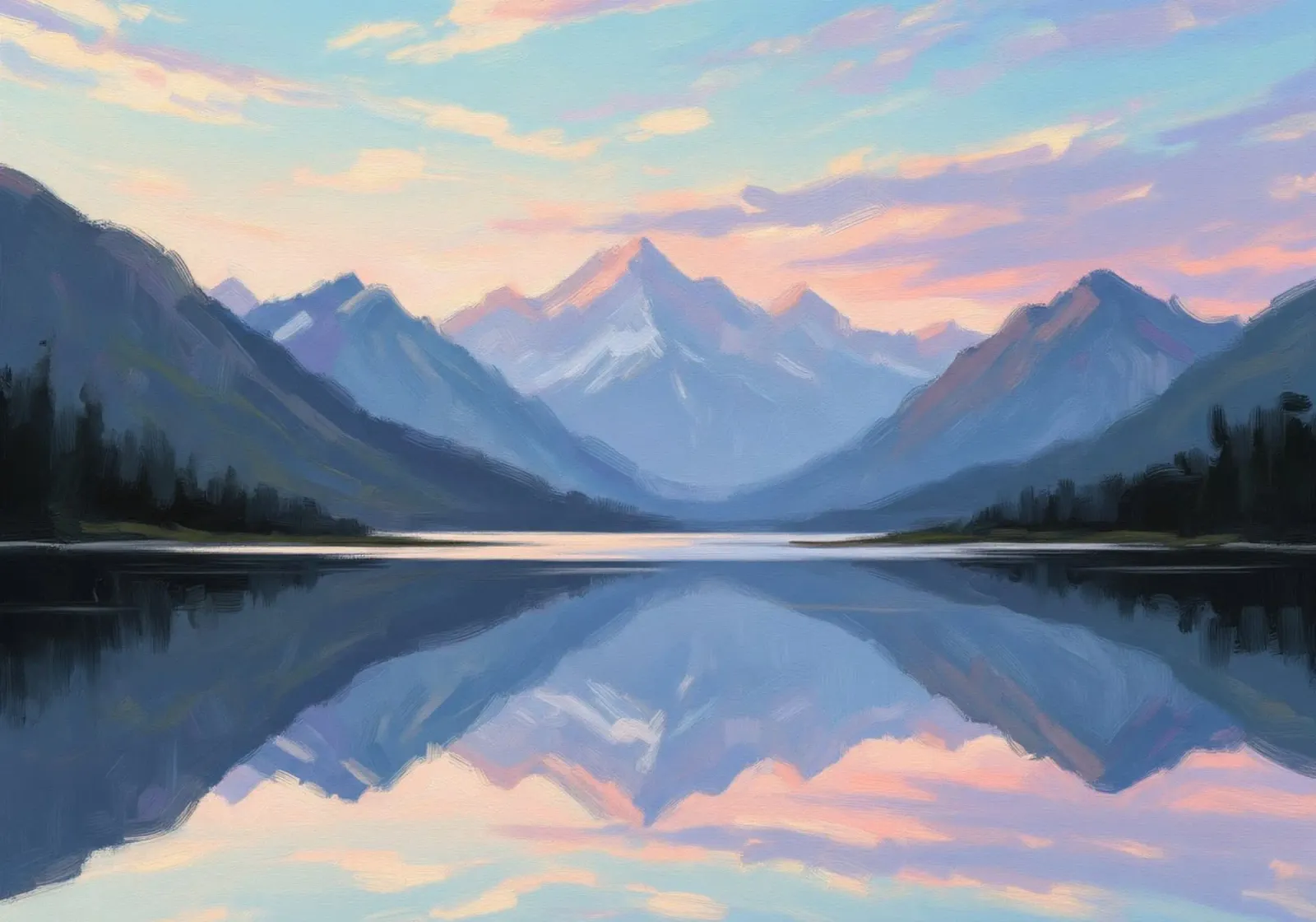 Sussurri del crepuscolo: Sereno lago di montagna che riflette il cielo tela con Cornice a cassetta da Artistic-shop