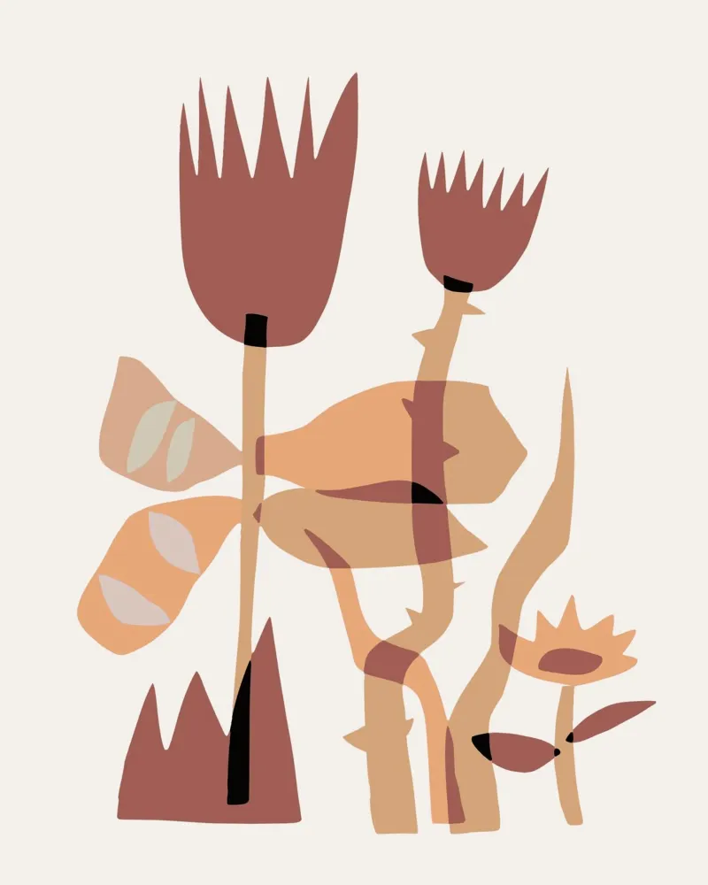 Fiore stravagante 04 poster con telaio in legno da Little Dean
