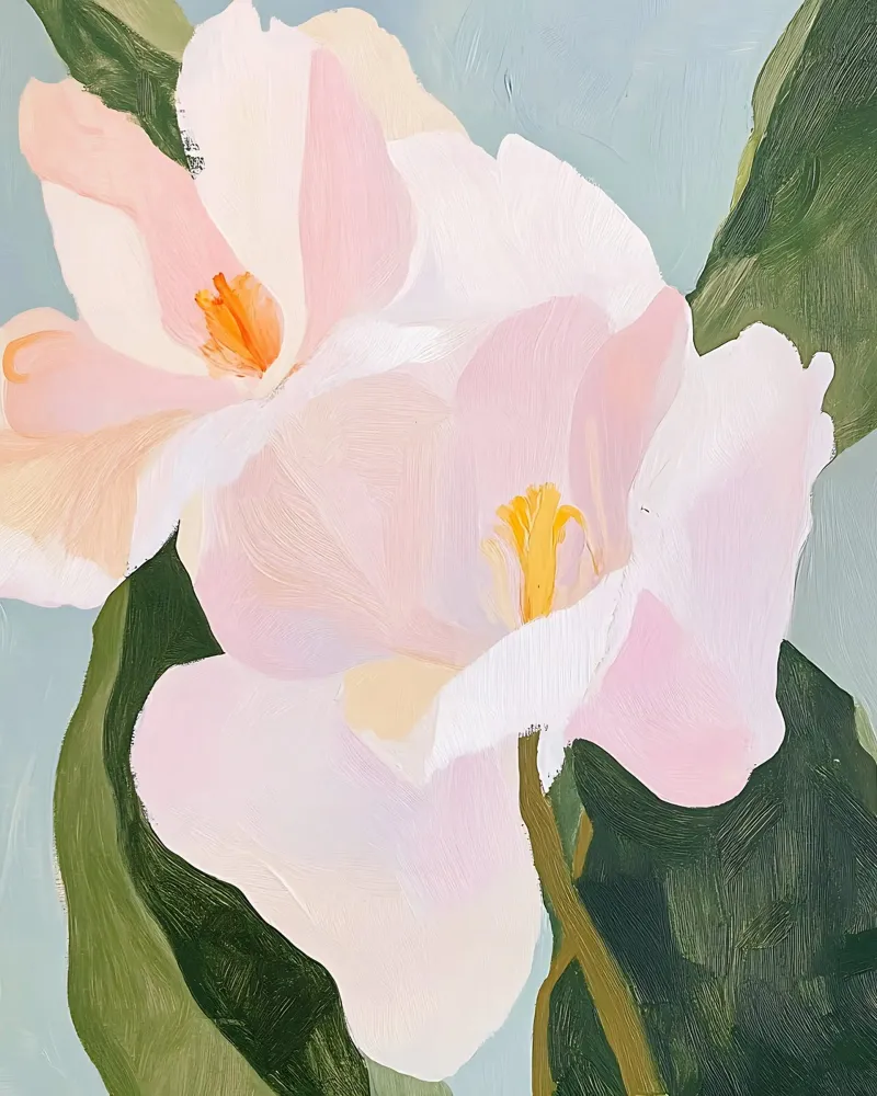 Bloemenprint, Bloemenposter, Cadeau voor thuis, Botanische kunst canvas met Baklijst van Little Lila