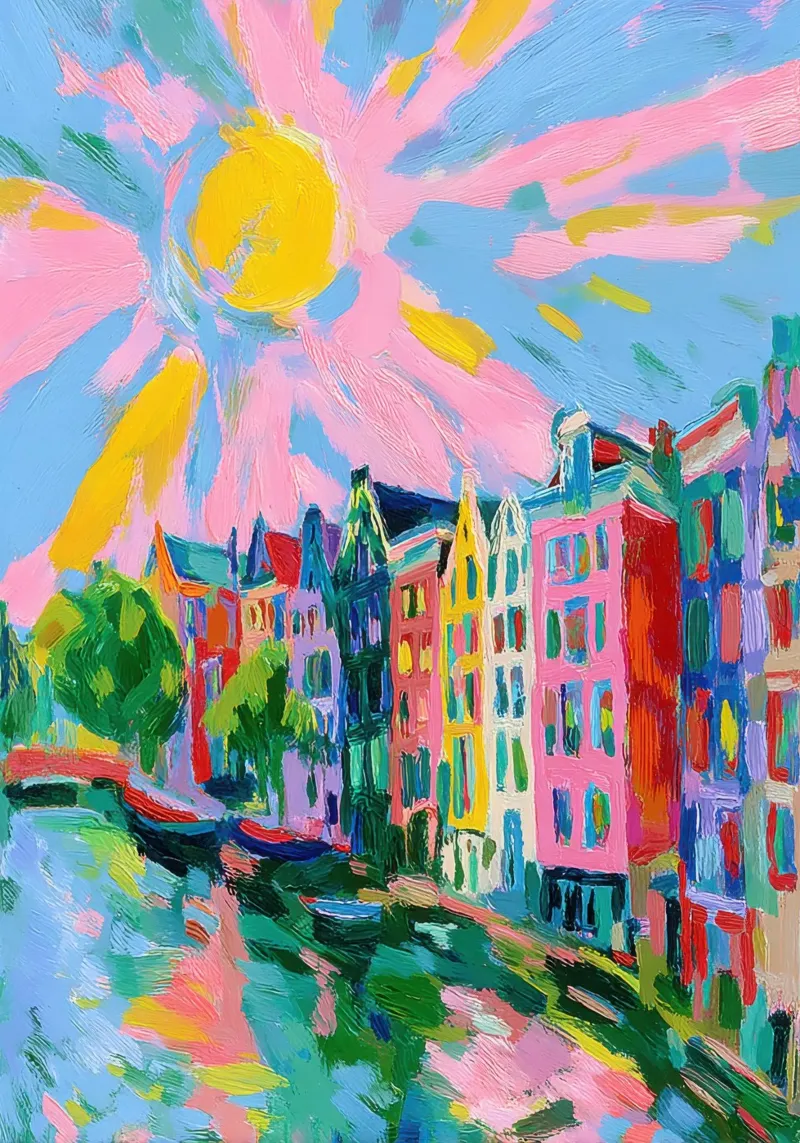 Amsterdam Impressionismo astratto tela con Cornice a cassetta da ArtByNiki