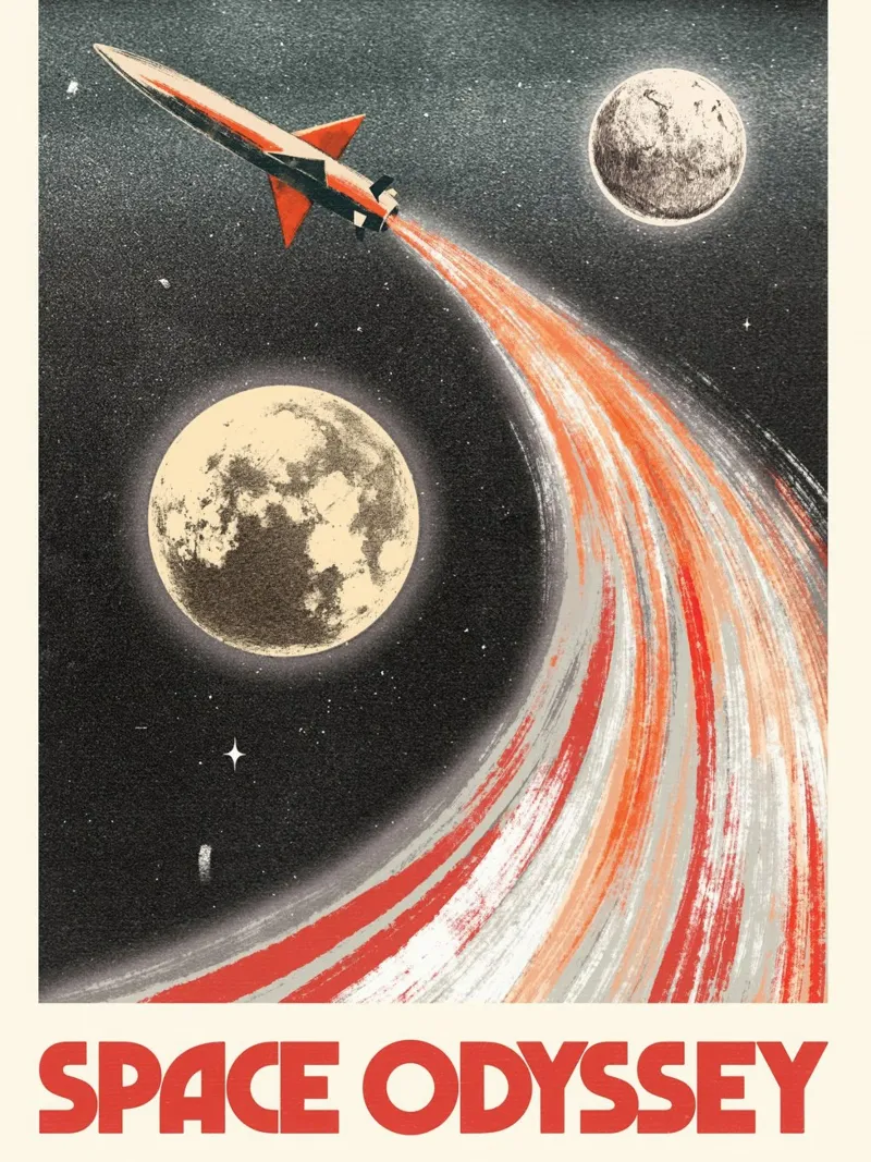 Odissea nello spazio poster con telaio in legno da Retrorise
