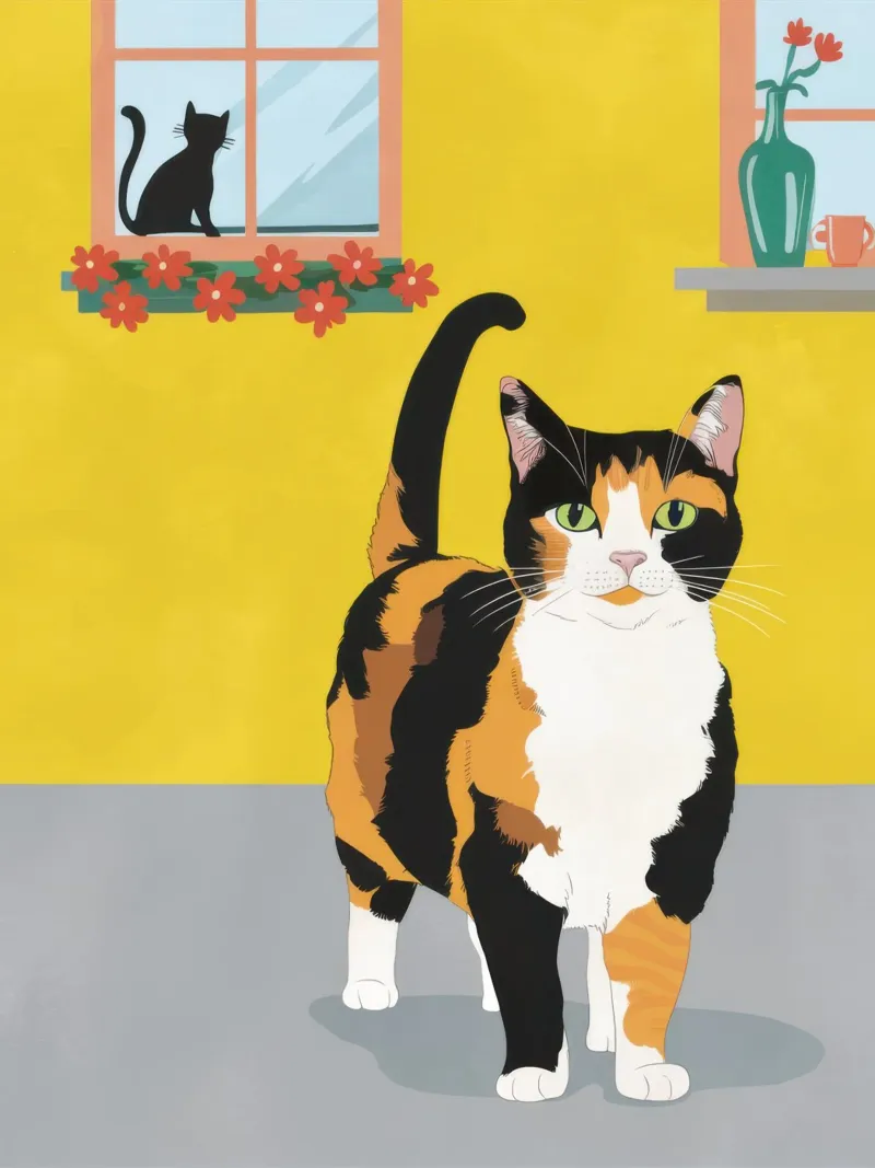 Calico Cat Poise poster con telaio in alluminio da Frame Aura