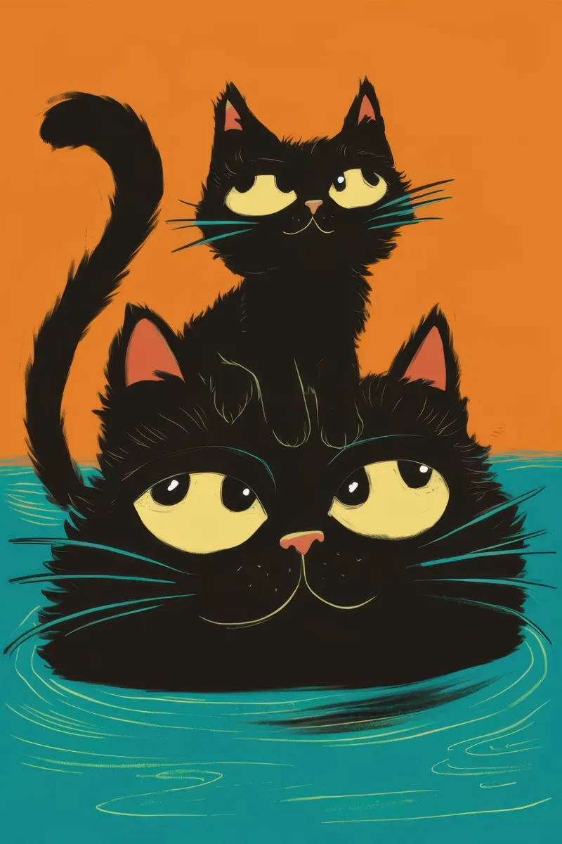 Duo felino notturno poster da Frame Aura