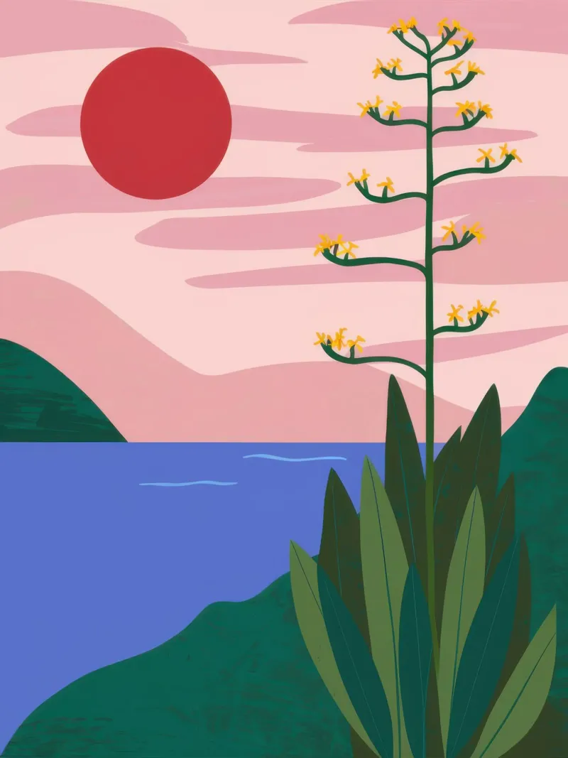 Agave del Sole Cremisi tela con Cornice a cassetta da Frame Aura