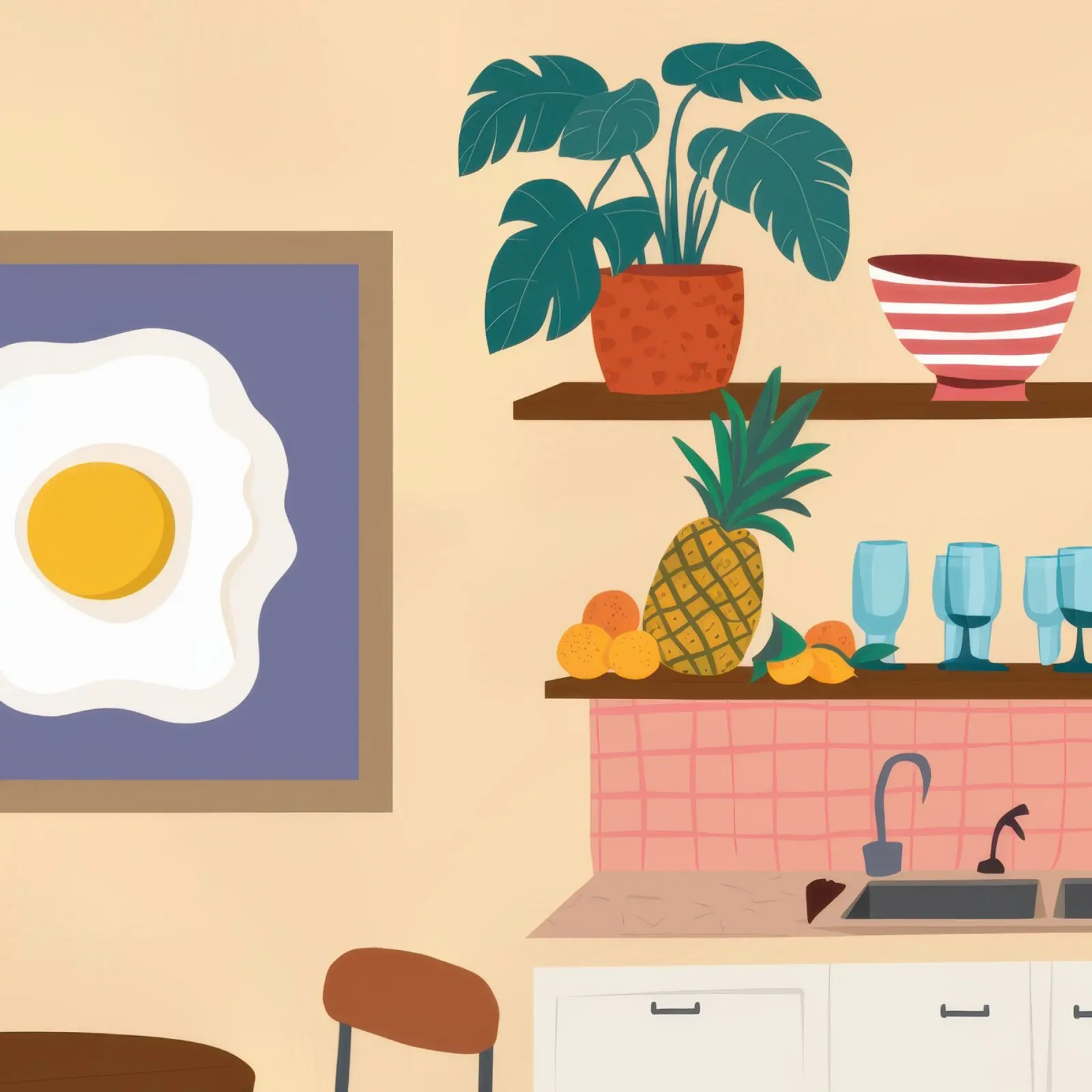 La quiete della cucina soleggiata tela con Cornice a cassetta da Frame Aura
