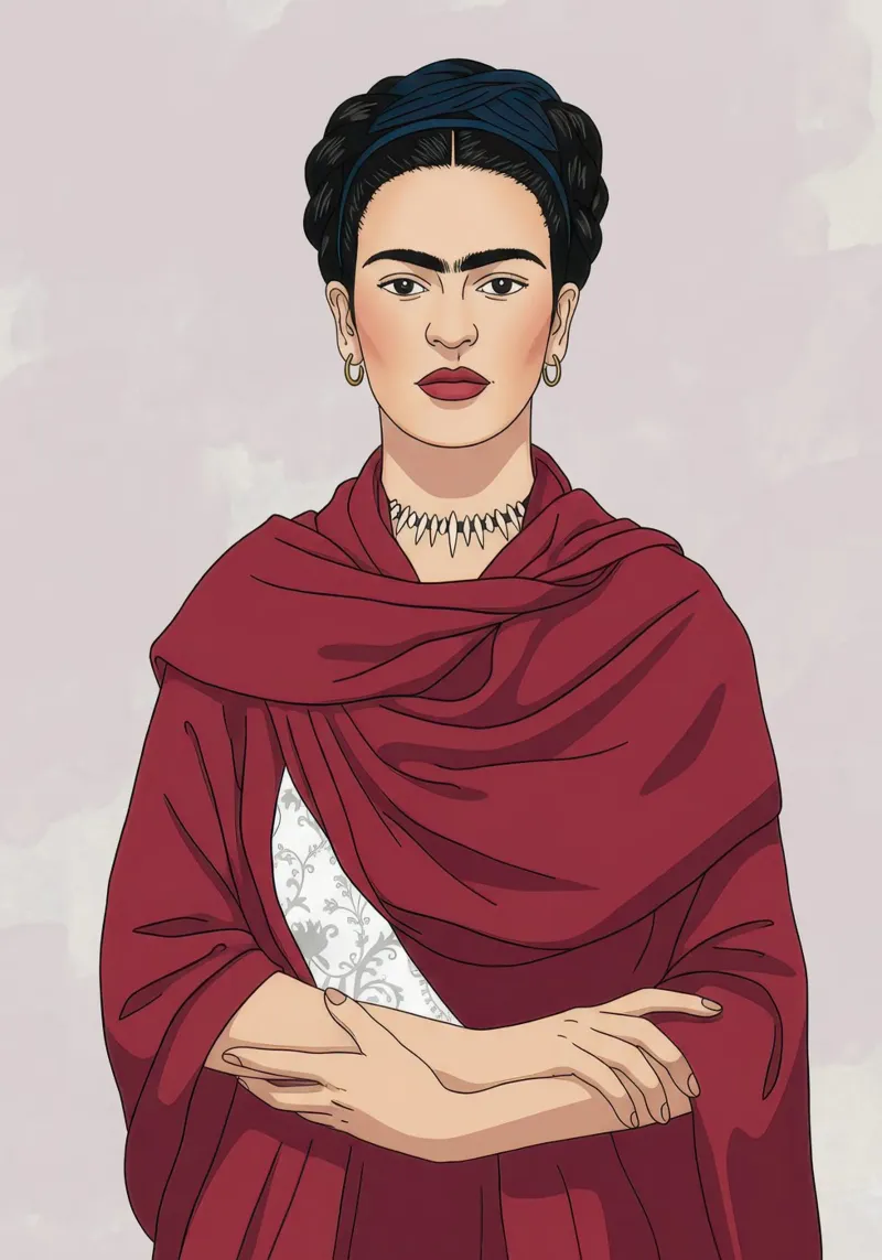 Frida Kahlo Pop Portrait tela con Cornice a cassetta da Attaboy Dsgn