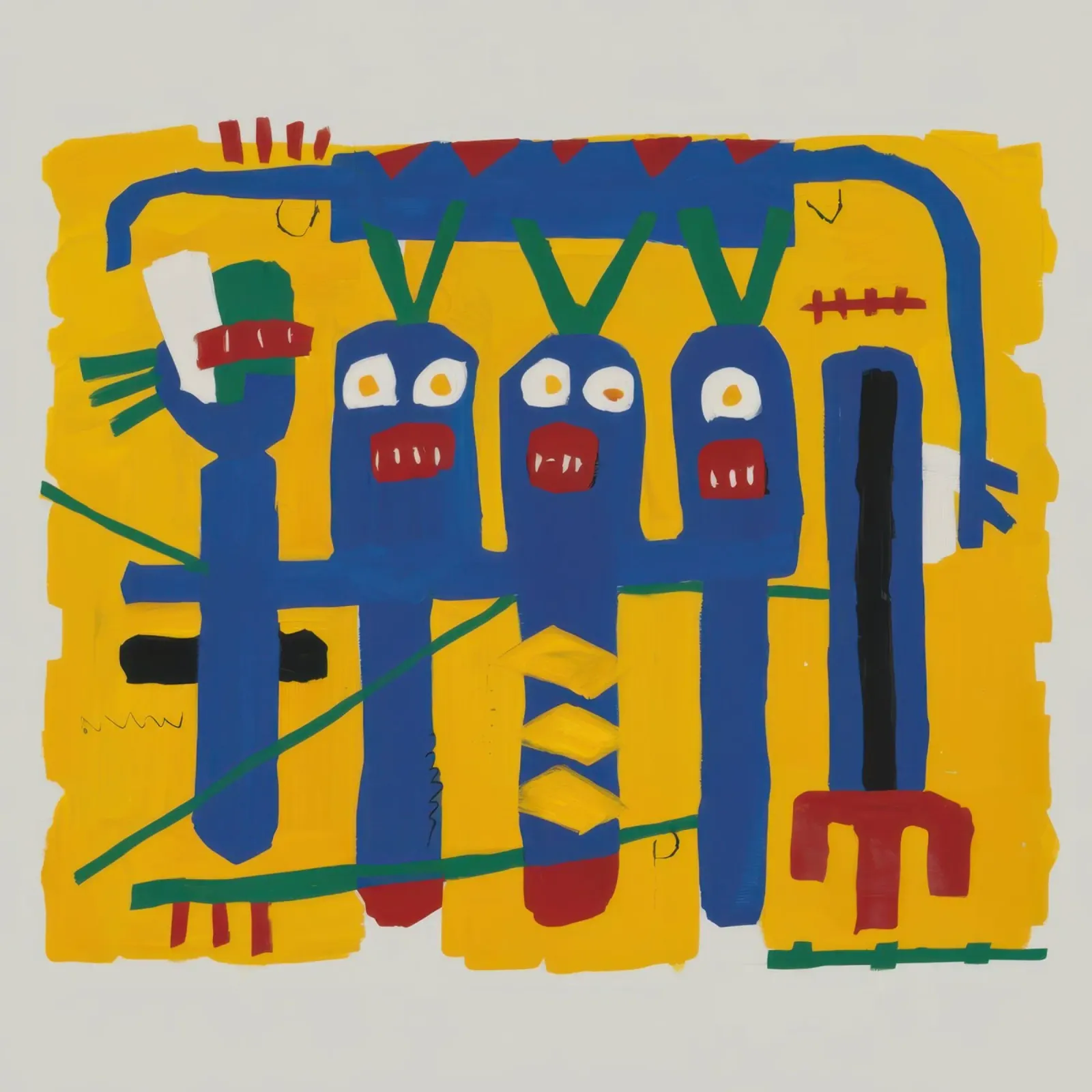 Totem primordiale blu tela con Cornice a cassetta da Frame Aura