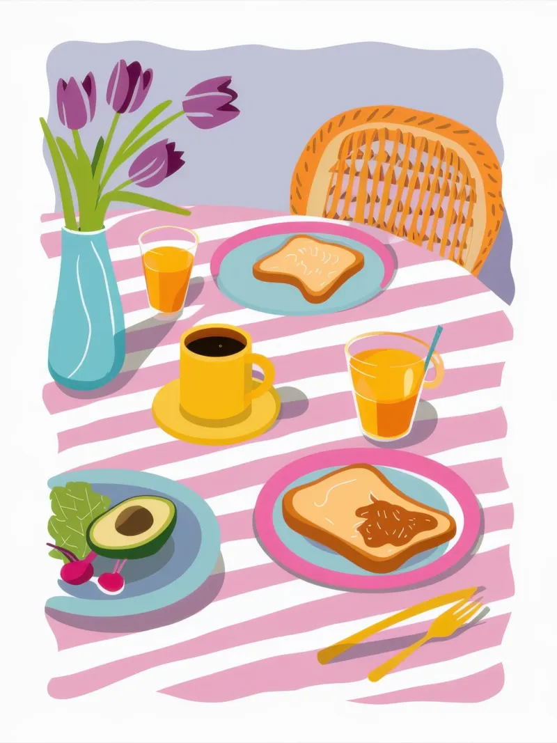 Colazione leggera a scacchi poster con telaio in alluminio da Frame Aura
