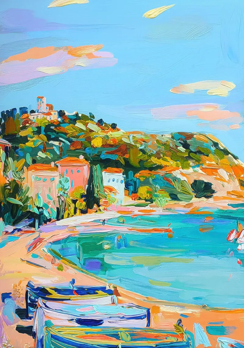 Saint-Tropez Matisse dipinto ad olio tela con Cornice a cassetta da Nikis Art Studio