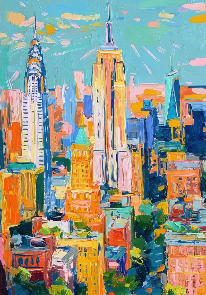 Impasto del profilo di New York tela con Cornice a cassetta da Nikis Art Studio
