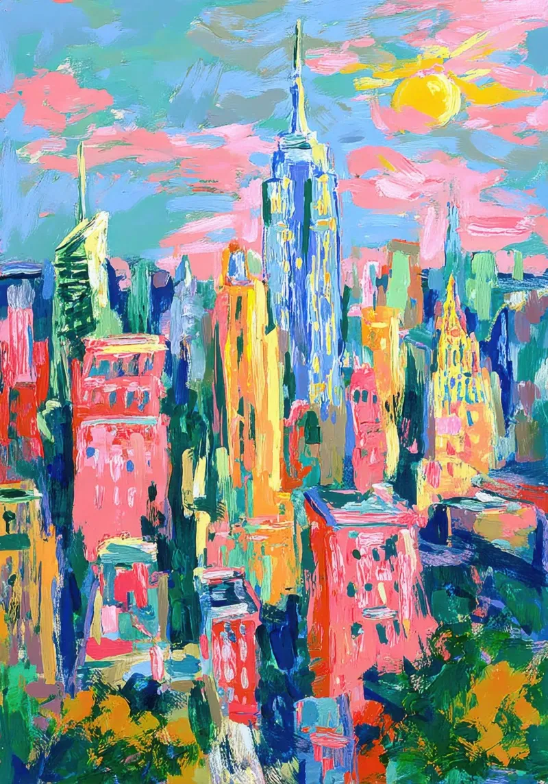 Impasto del profilo di New York tela con Cornice a cassetta da ArtByNiki