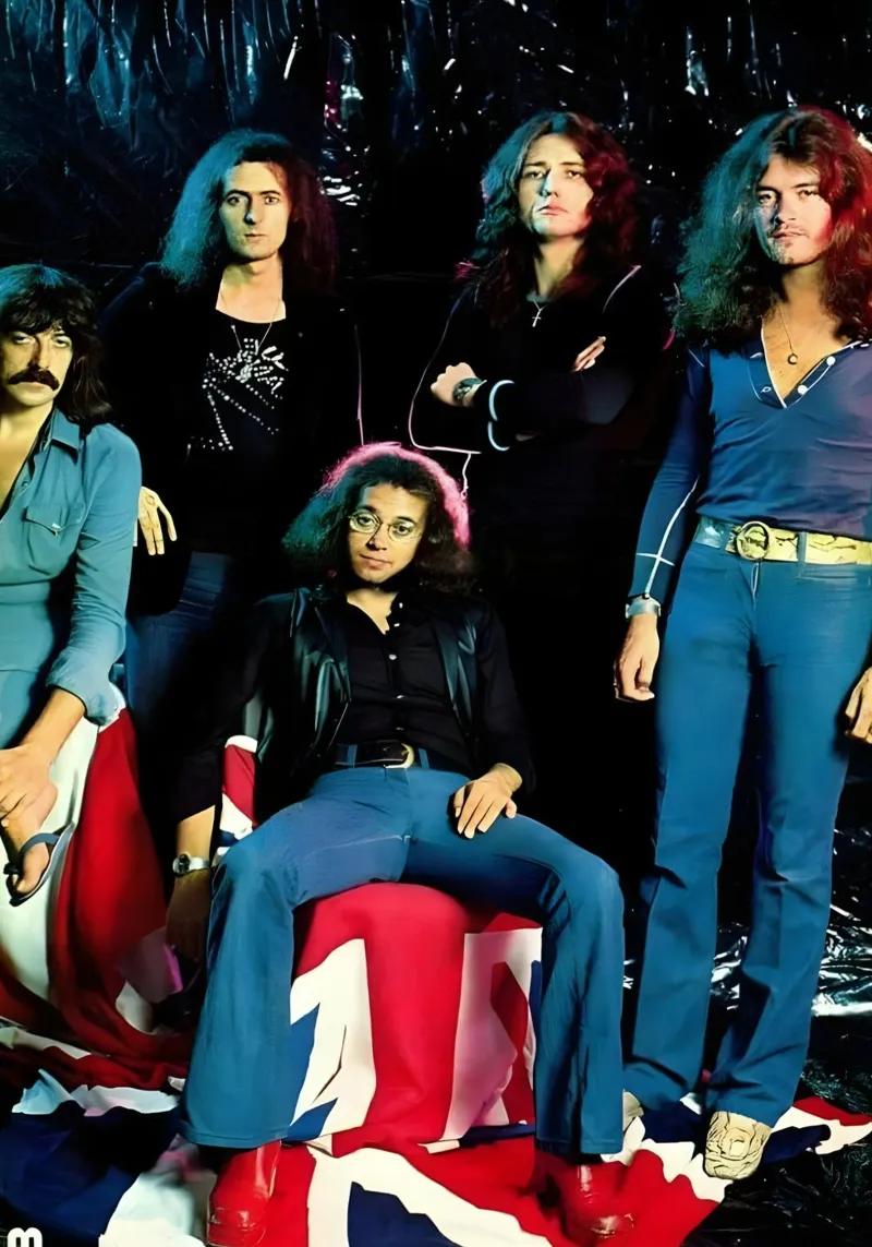 Deep Purple poster con telaio in alluminio da Low poly art