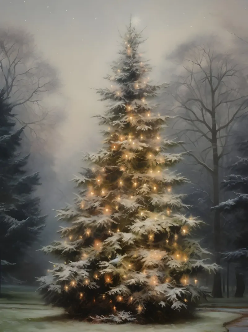 Albero di Natale luminoso | Luci dell'albero di Natale Arte poster con telaio in alluminio da Casa Calm