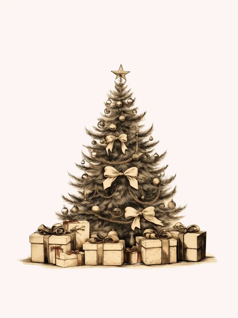 Albero di Natale vintage | Albero di Natale elegante tela con Cornice a cassetta da Casa Calm
