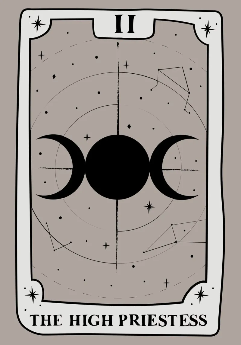 Hoge Priesteres Tarot: Drievoudige Maan Godin Print canvas met Baklijst van vintagepod