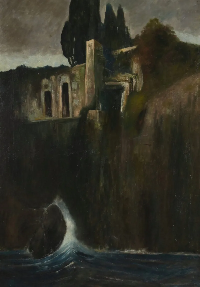 Arnold Böcklin, Dark Academia, Pittura del castello misterioso poster da vintagepod