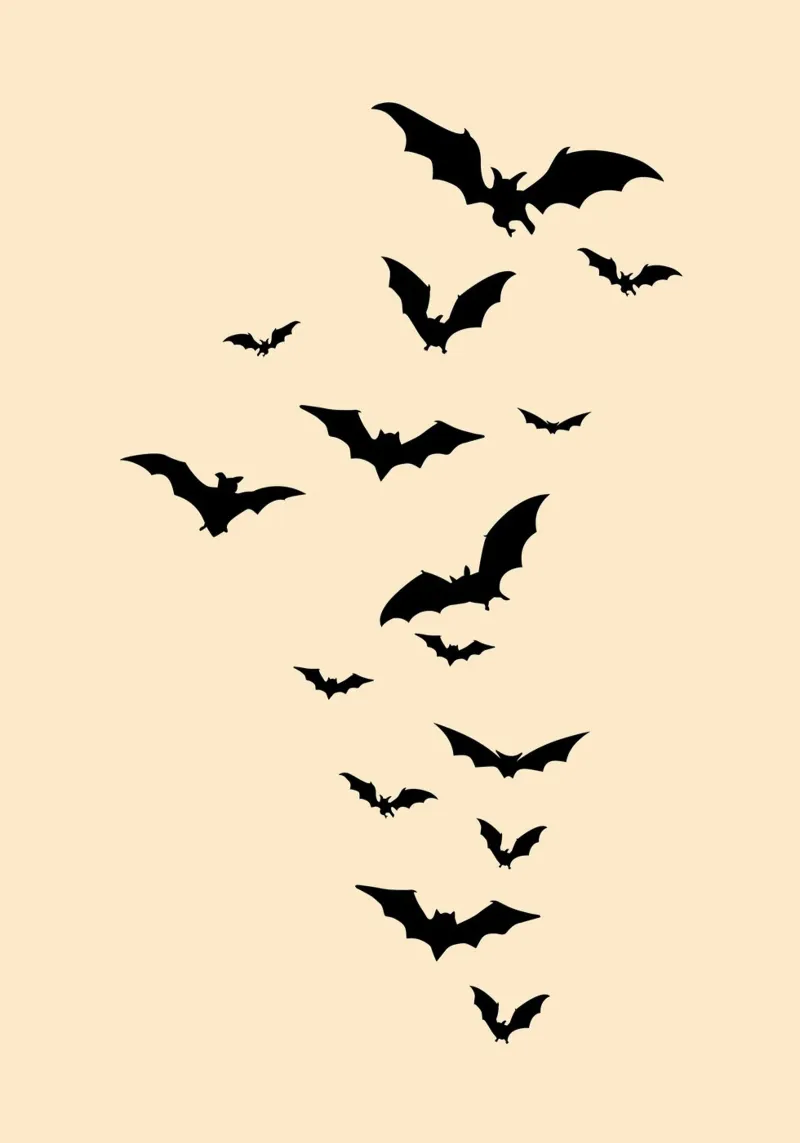 Pipistrelli minimalisti, stagione spettrale, arte murale di tendenza tela con Cornice a cassetta da vintagepod