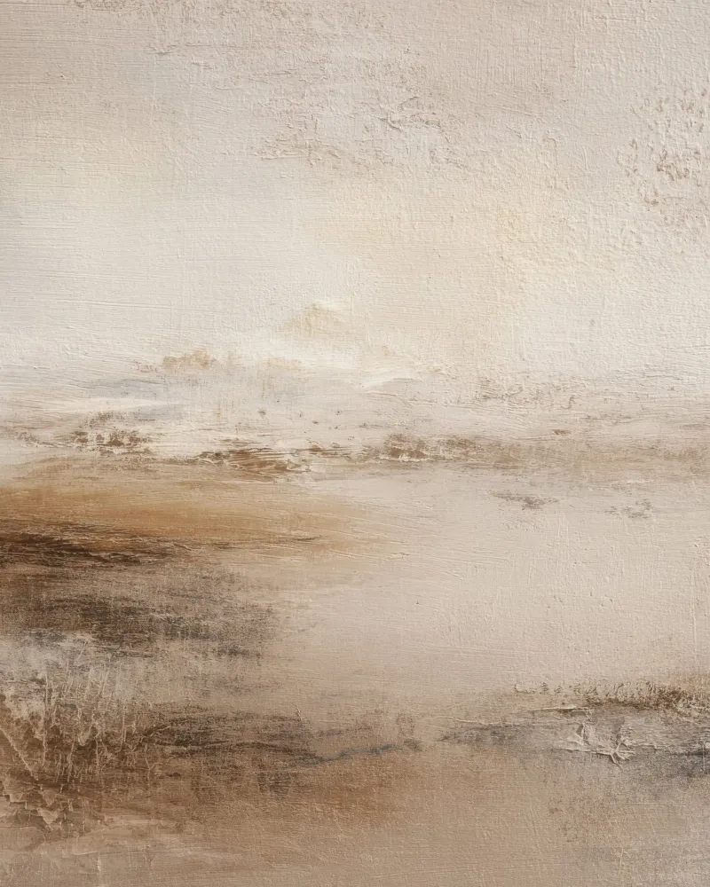 Paesaggio astratto minimalista dipinto in morbide tonalità terrose poster da Artbyvo