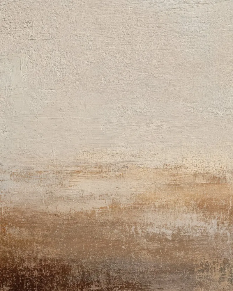 Paesaggio astratto neutro dipinto in calde tonalità terrose poster da Artbyvo