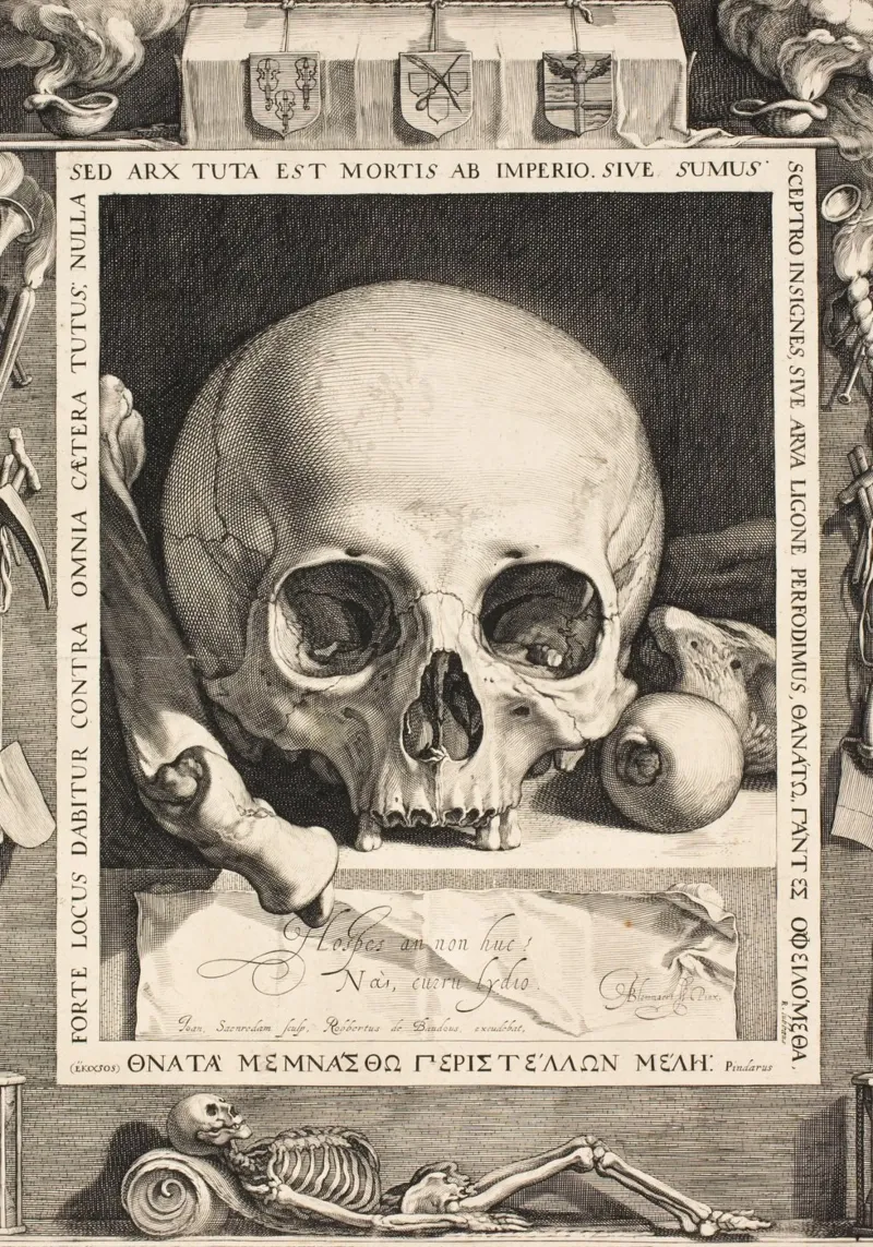 Teschio d'epoca, Dark Academia, Incisione rinascimentale poster con telaio in plastica da vintagepod