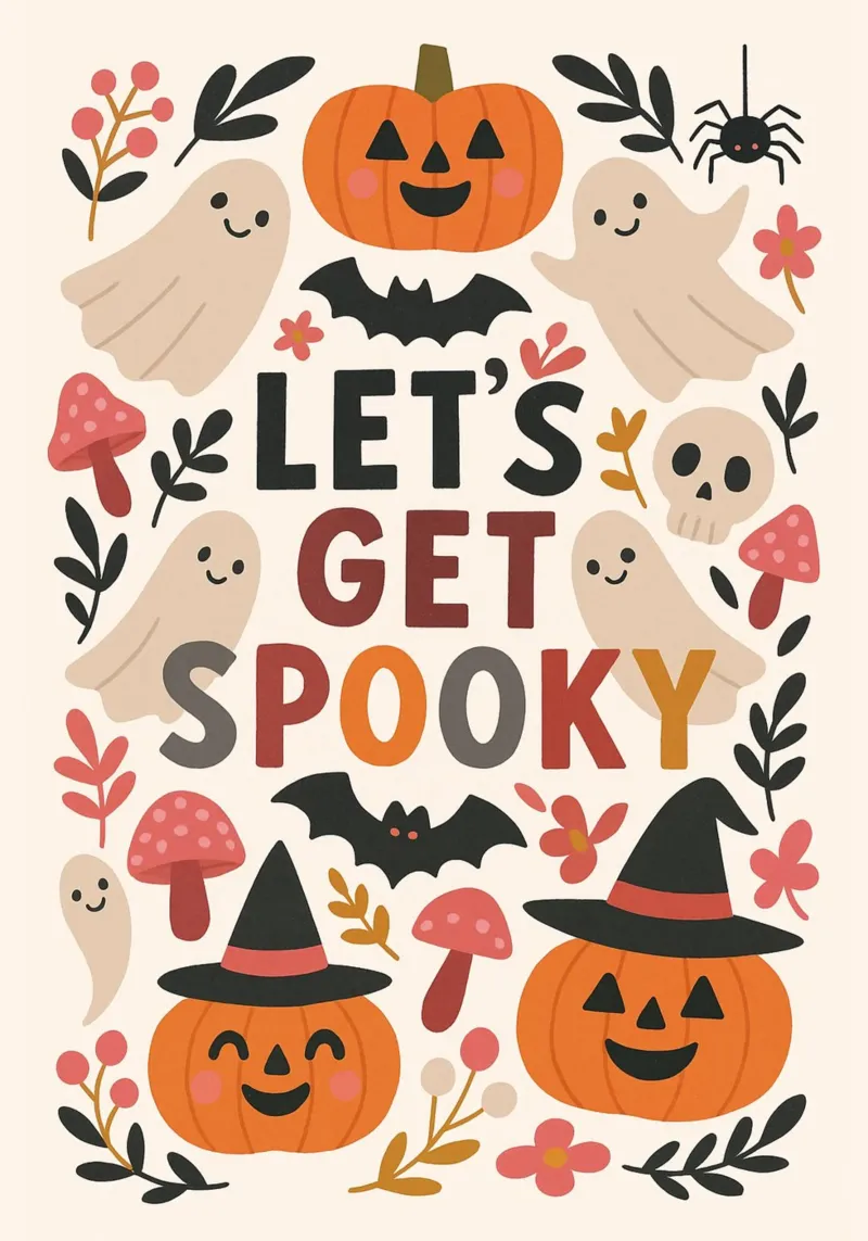 Arte "Let's Get Spooky", simpatica decorazione di Halloween tela con Cornice a cassetta da vintagepod