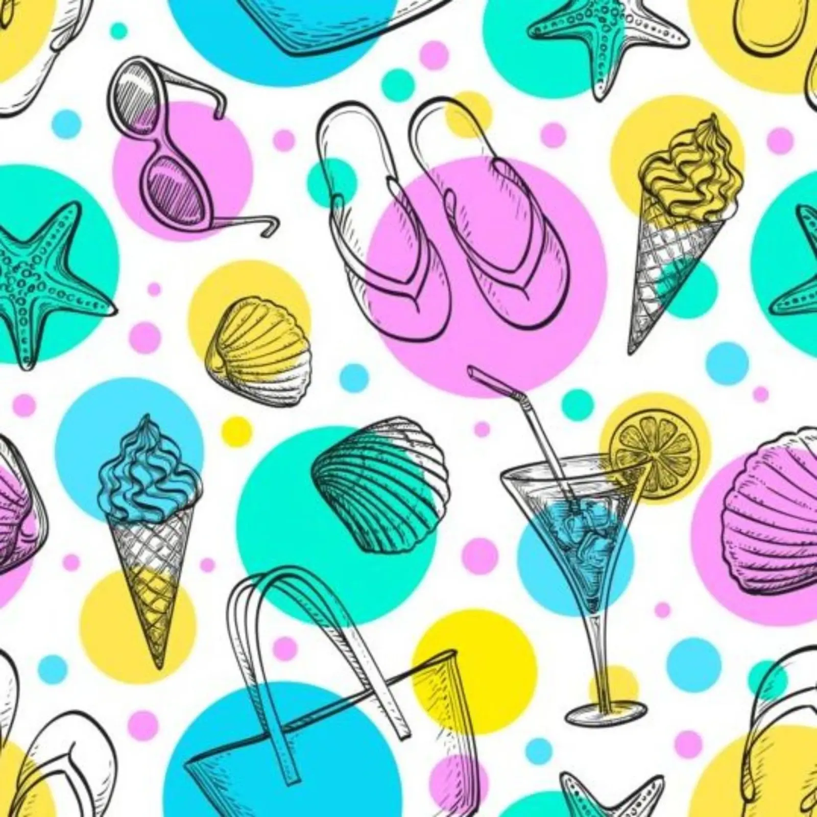 Summer pattern canvas with Floater frame by Unicorn Unlimited