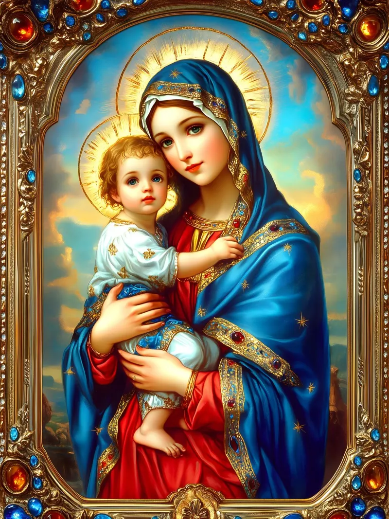 Vergine Maria tela con Cornice a cassetta da Stellar Creative