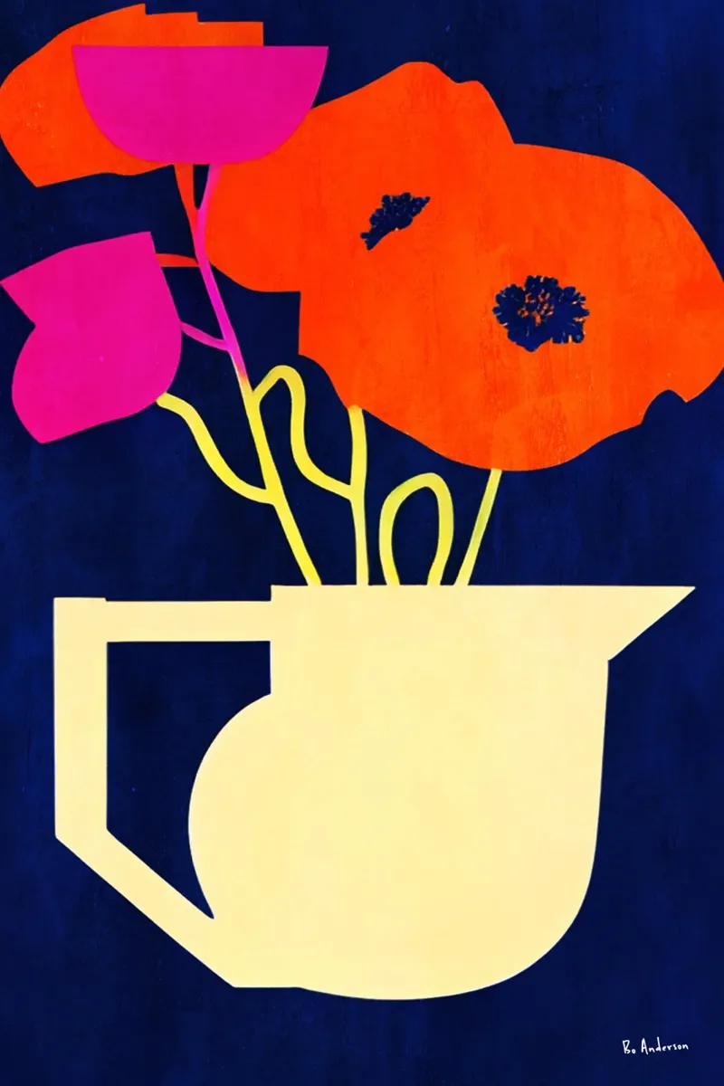 Bright And Sunny Poppies tela con Cornice a cassetta da Bo Anderson