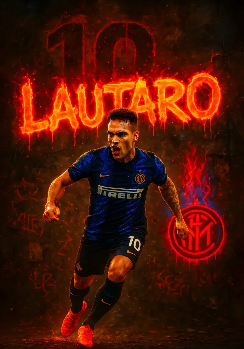 Lautaro Martínez tela con Cornice a cassetta da Cyberpunk Canvas