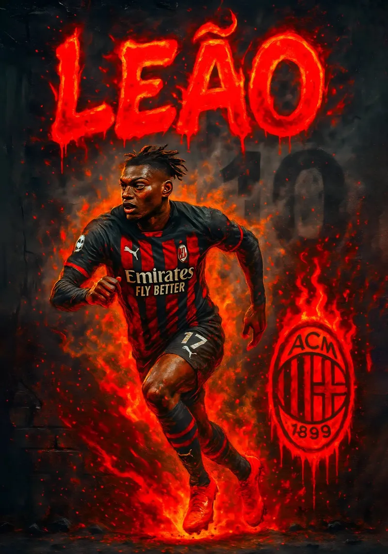 Rafael Leão poster con telaio in plastica da Cyberpunk Canvas