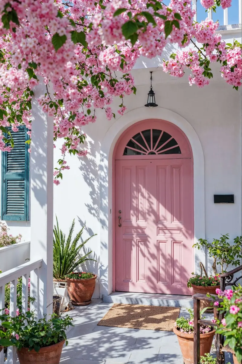 Santorini Garden poster con telaio in legno da Artsy Bessy