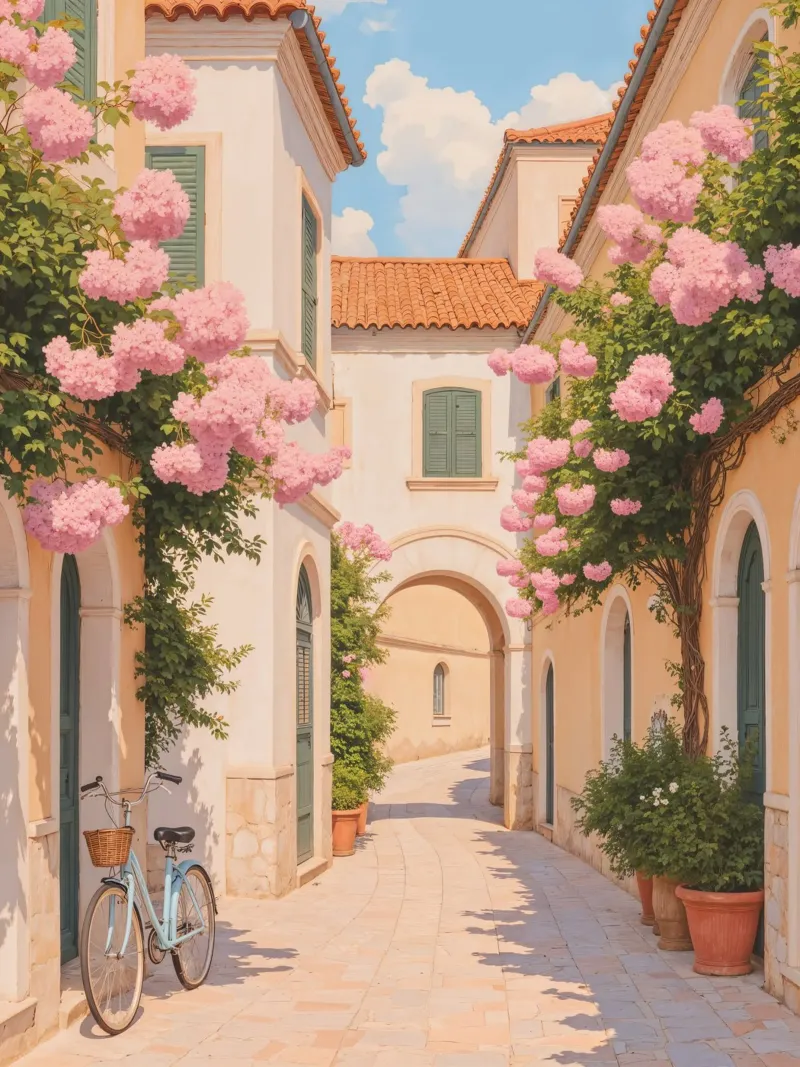 Charming Alleway poster con telaio in legno da Artsy Bessy