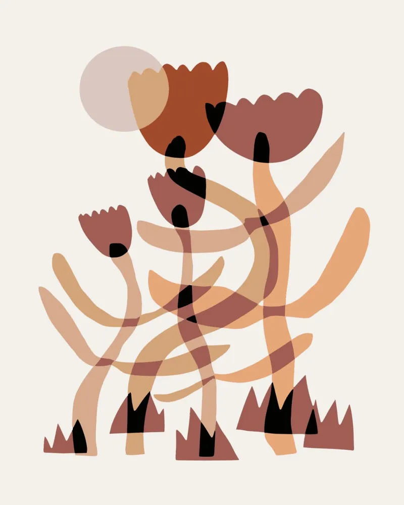 Fiore stravagante 05 poster con telaio in legno da Little Dean