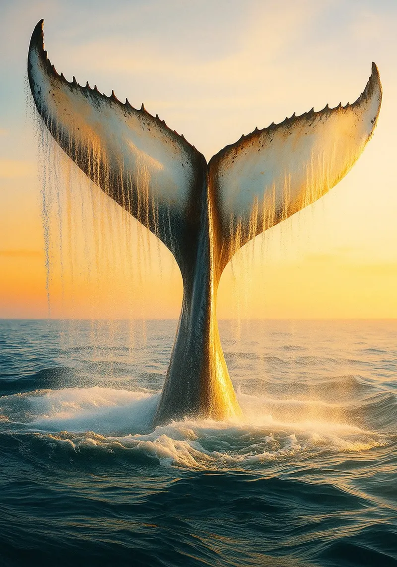 Panorama della natura oceanica con coda di balena poster da chinerei
