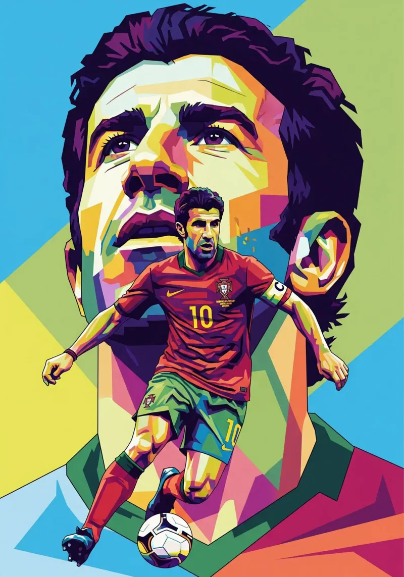 Luis Figo in prima serata poster con telaio in alluminio da Hantamrata