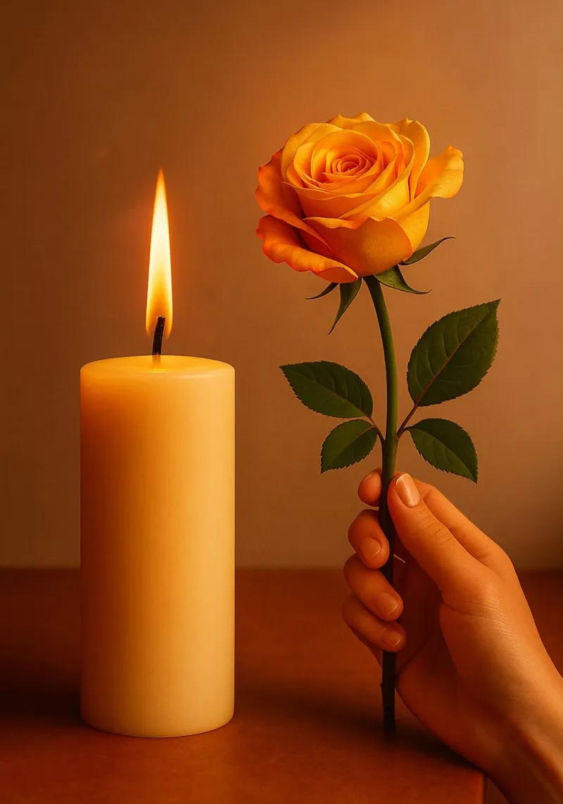 fotografia di candele e rose tela con Cornice a cassetta da landtengs