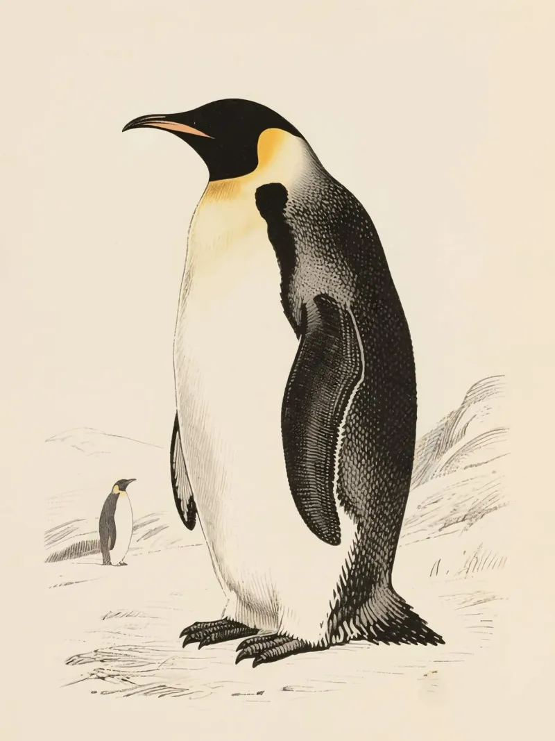 Emperor Penguin canvas with Floater frame by knowledge