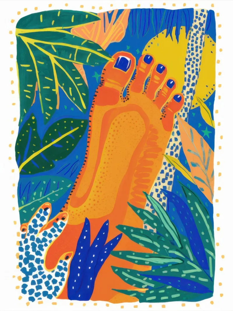 Giardino dei piedi d'oro poster con telaio in alluminio da Frame Aura