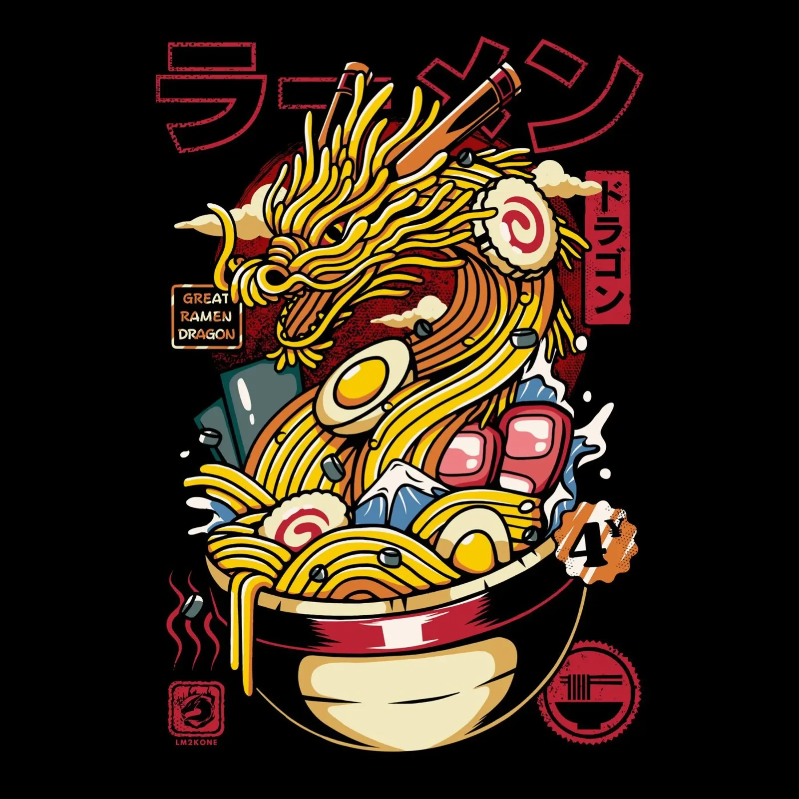 Grande Ramen Dragon giapponese poster da LM2KONE