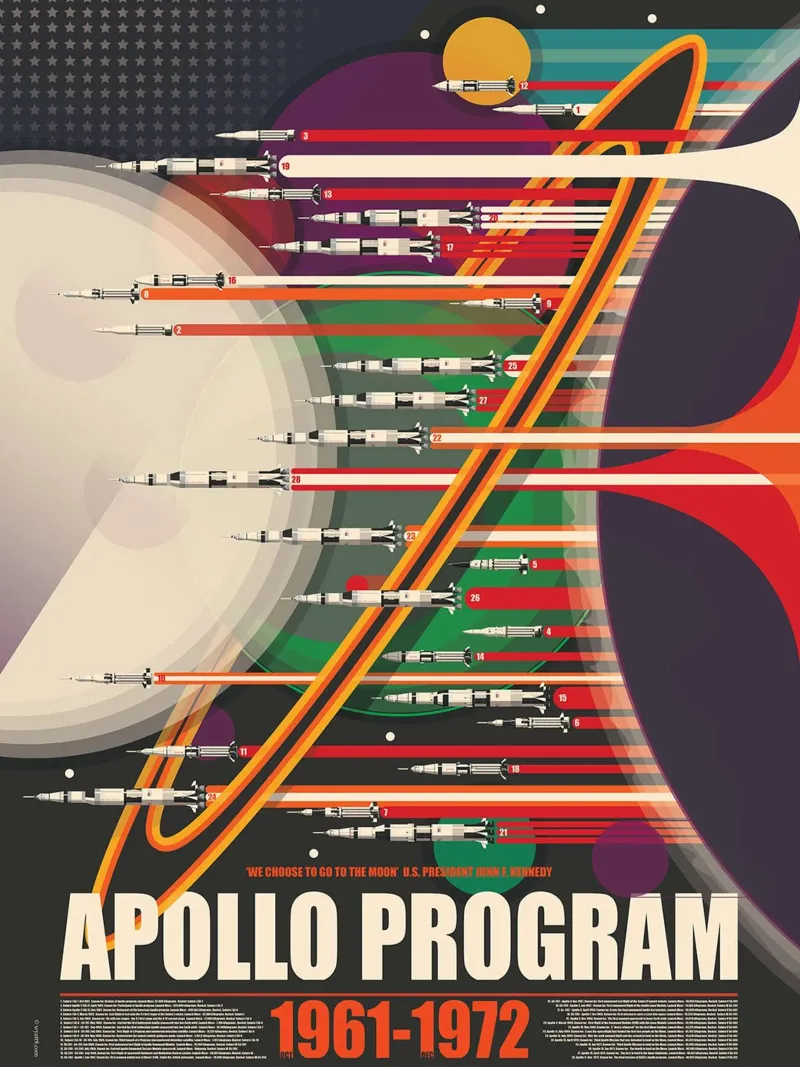 Programa Apolo Saturno V lienzo con Marco flotante de Thomas