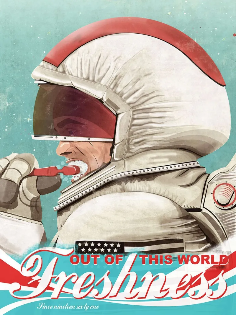 Astronauta che si lava i denti poster da Thomas