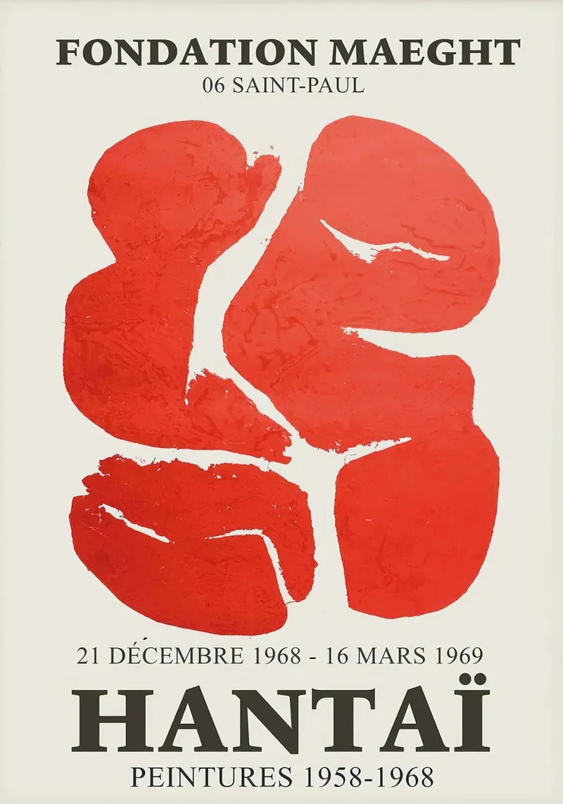 Poster rosso Hantai tela con Cornice a cassetta da Lonnieprints