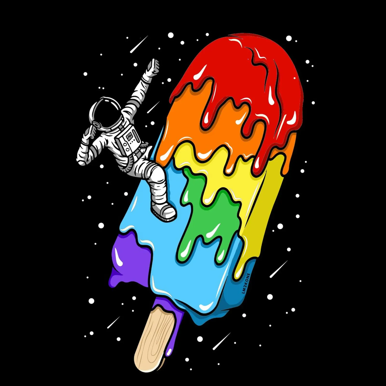 IJs Astronaut - Regenboog canvas met Baklijst van LM2KONE