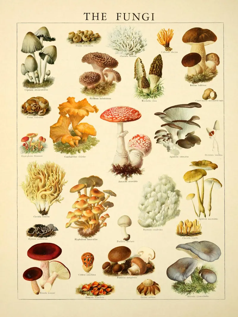 Mushrooms Vintage Illustration poster by liu