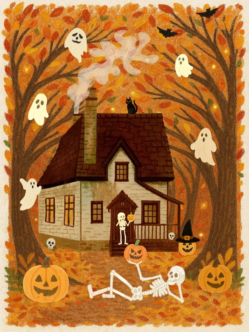 Notte di Halloween da brivido tela con Cornice a cassetta da Taika Tori Art