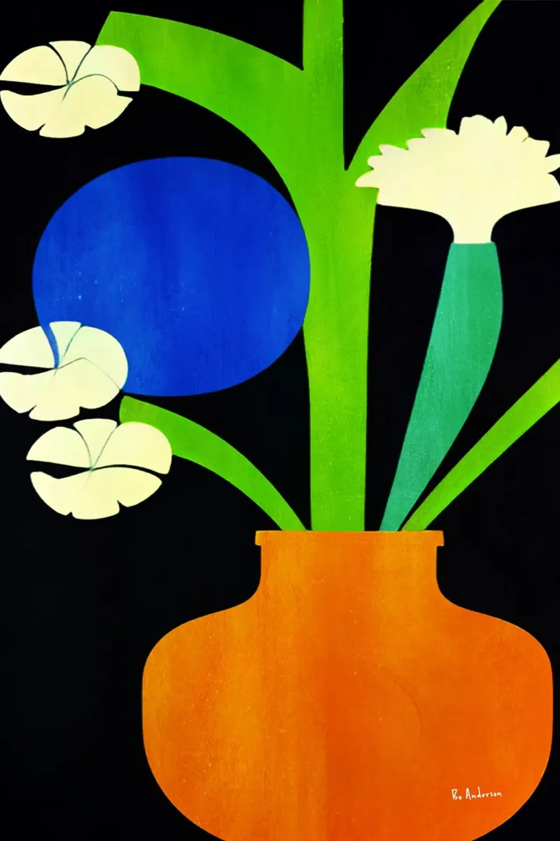 Weisse Blumen, Berlin poster con telaio in legno da Bo Anderson